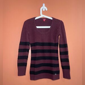 Guess Ribbed Knit Scoopneck Long Sleeve Sweater Womens Size XS